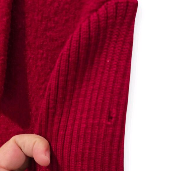 CAMBRIDGE DRY GOODS Size M 100% Wool Button Front Sweater Jacket Red Classic - Picture 4 of 6